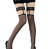 La Coco - 黑色透視大腿襪連蕾絲襪圈