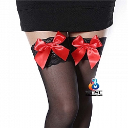 La CoCo Lace Top Thigh High Stockings with Red Bow