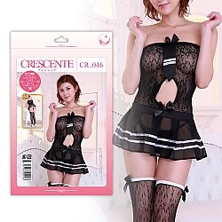 CRESCENTE - CR-046 黑色蕾絲連身裙