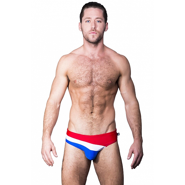 Andrew Christian Curve Bikini 男士泳褲 藍紅白色,18DSC 成人用品店,841777131425