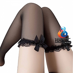 La CoCo 蕾絲滾邊蝴蝶結大腿襪