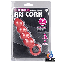 NMC - 4" Beaded Silicone Butt Plug with Finger Loop