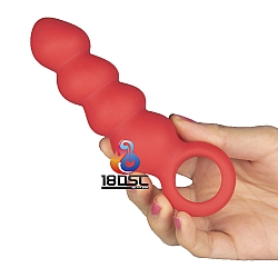 NMC - 4" Beaded Silicone Butt Plug with Finger Loop