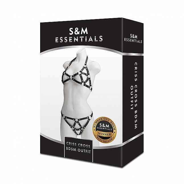 S&M Essentials - 仿皮三點式SM內衣,18DSC 成人用品店