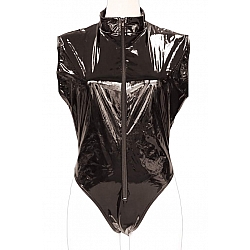 Tamatoys 性感黑色亮面拉鍊緊身背心 偽娘用 2L