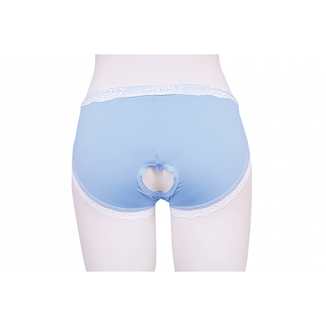Tamatoys 粉藍蕾絲心形開洞內褲 偽娘用 2L,18DSC 成人用品店,4589717867770
