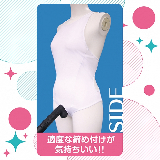 18DSC,成人用品,Tamatoys - 白色微透視開洞競泳水着 偽娘用 2L,4589717870015