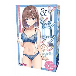 Tamatoys - 淺藍蕾絲碎花刺繡內衣套裝 偽娘用 2L 