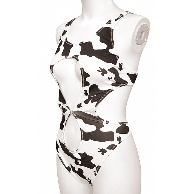 18DSC,Sex Toys,Tamatoys - Open-Front Cow Print Male Crossdresser Swimsuit