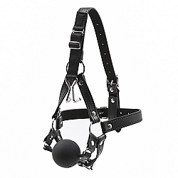 SM VIP - Head Harness with Silicone Breather Ball Gag and Nose Hook
