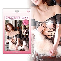 CRESCENTE - CR-048 性感玫瑰圖紋連身網衣