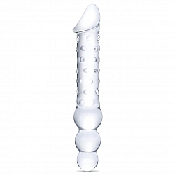 glas - 12" Double Ended Glass Dildo With Anal Beads