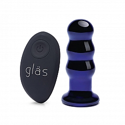 glas - 3.5" Rechargeable Remote Controlled Vibrating Beaded Butt Plug